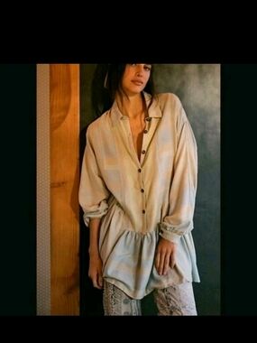 Free People Cream Button-Front